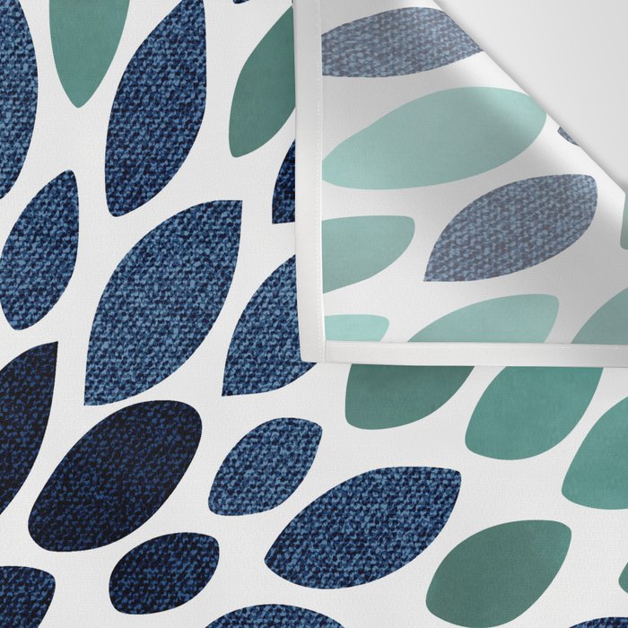 Modern, Blue and Green, Floral Bloom, Botanical Pattern Wall Tapestry Gallery Image 3