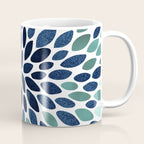 Modern, Blue and Green, Floral Bloom, Botanical Pattern Coffee Mug Gallery Image 1