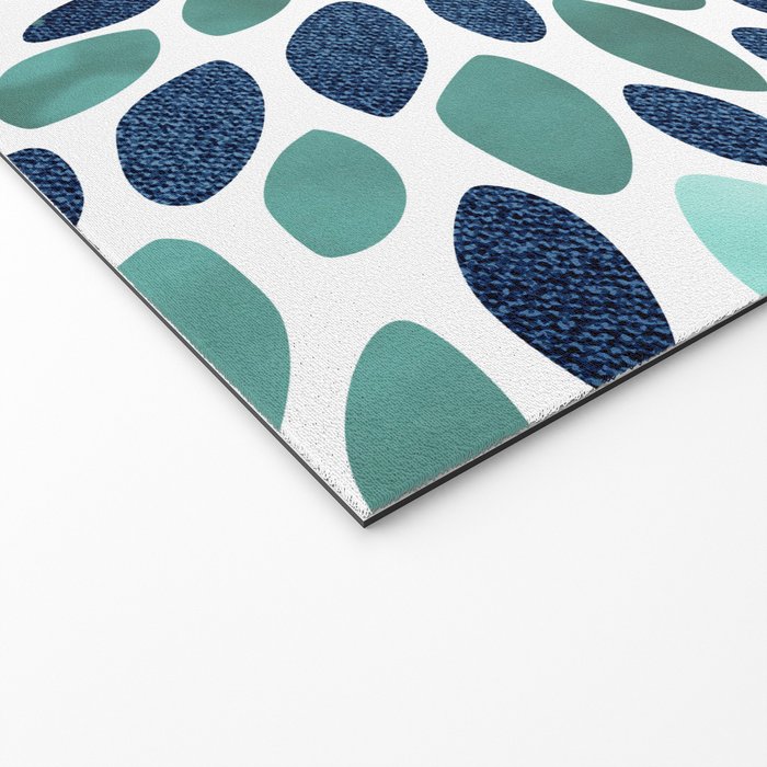 Modern, Blue and Green, Floral Bloom, Botanical Pattern Welcome Mat Gallery Image 2
