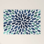Modern, Blue and Green, Floral Bloom, Botanical Pattern Welcome Mat Gallery Image 1