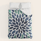 Modern, Blue and Green, Floral Bloom, Botanical Pattern Duvet Cover Gallery Image 6