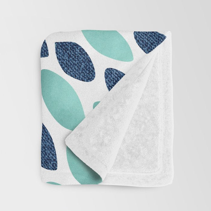 Modern, Blue and Green, Floral Bloom, Botanical Pattern Throw Blanket Gallery Image 3