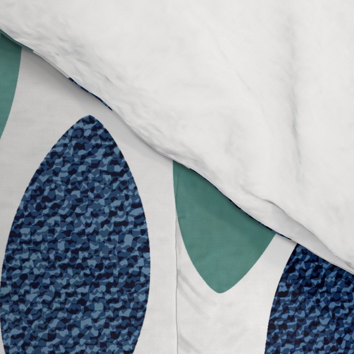 Modern, Blue and Green, Floral Bloom, Botanical Pattern Comforter Gallery Image 4