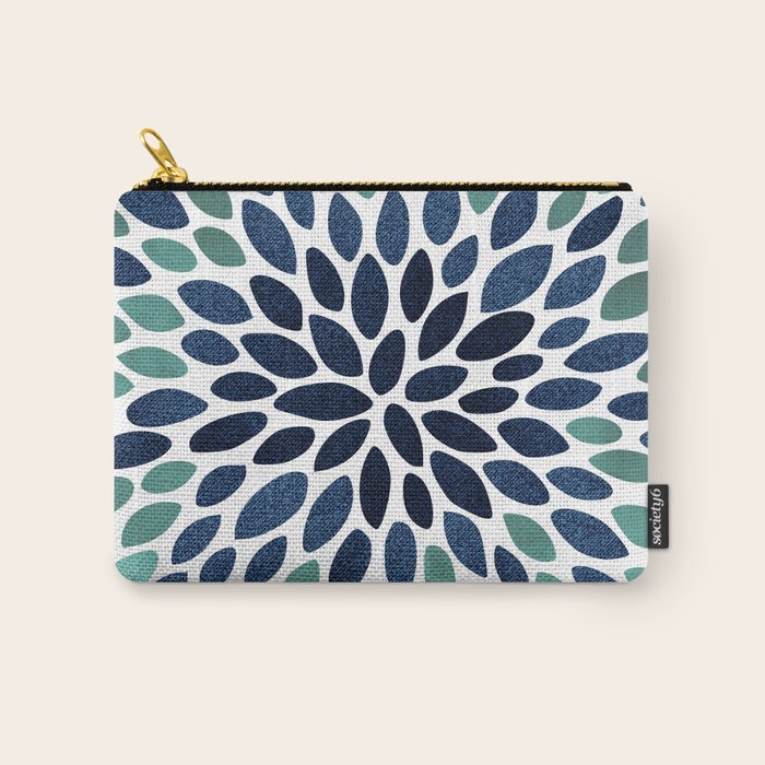 Modern, Blue and Green, Floral Bloom, Botanical Pattern Carry All Pouch Gallery Image 1