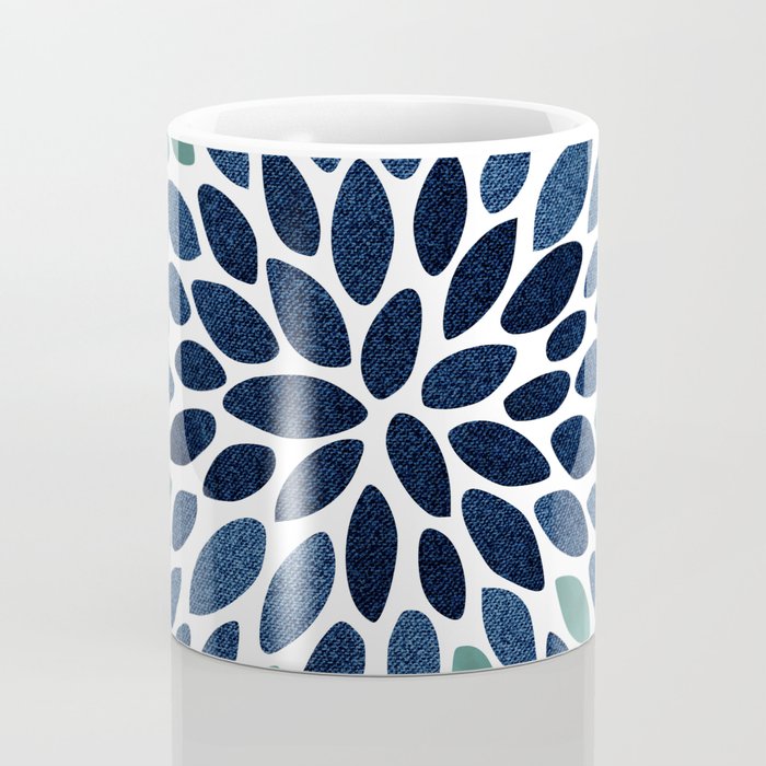 Modern, Blue and Green, Floral Bloom, Botanical Pattern Coffee Mug Gallery Image 4