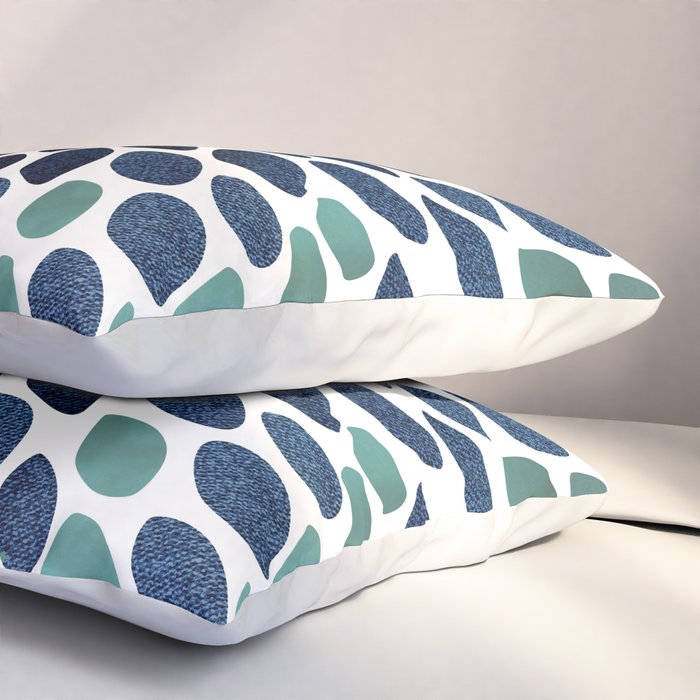 Modern, Blue and Green, Floral Bloom, Botanical Pattern Pillow Sham Gallery Image 3