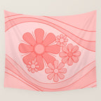 Groovy Floral Daydream Retro 60s 70s Flowers Pretty Pastel Blush Pink Wall Tapestry Gallery Image 4