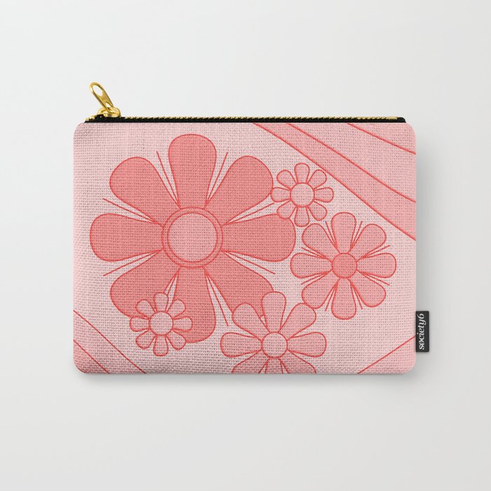 Groovy Floral Daydream Retro 60s 70s Flowers Pretty Pastel Blush Pink Carry All Pouch Gallery Image 1