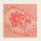 Groovy Floral Daydream Retro 60s 70s Flowers Pretty Pastel Blush Pink Wood Wall Art Gallery Image 1