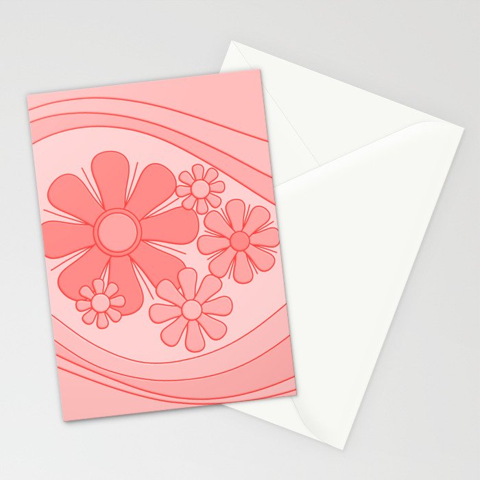 Groovy Floral Daydream Retro 60s 70s Flowers Pretty Pastel Blush Pink Stationery Card Gallery Image 2