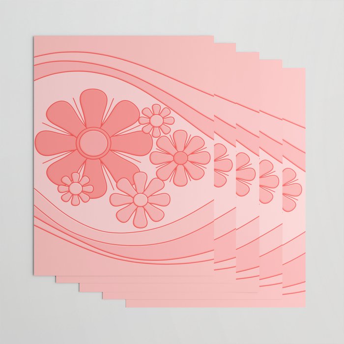 Groovy Floral Daydream Retro 60s 70s Flowers Pretty Pastel Blush Pink Wrapping Paper Gallery Image 3