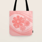 Groovy Floral Daydream Retro 60s 70s Flowers Pretty Pastel Blush Pink Tote Bag Gallery Image 1