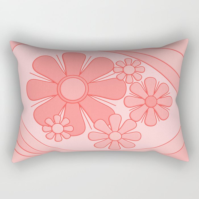 Groovy Floral Daydream Retro 60s 70s Flowers Pretty Pastel Blush Pink Rectangular Pillow Gallery Image 1