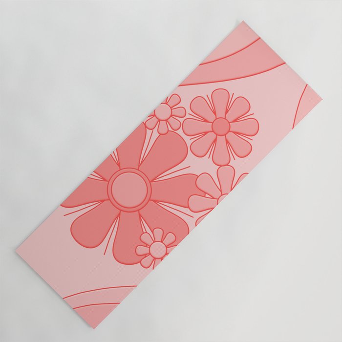 Groovy Floral Daydream Retro 60s 70s Flowers Pretty Pastel Blush Pink Yoga Mat Gallery Image 1