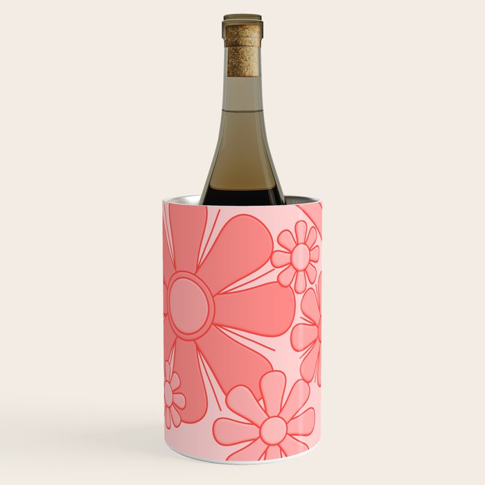 Groovy Floral Daydream Retro 60s 70s Flowers Pretty Pastel Blush Pink Wine Chiller Gallery Image 1