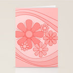 Groovy Floral Daydream Retro 60s 70s Flowers Pretty Pastel Blush Pink Stationery Card Gallery Image 2