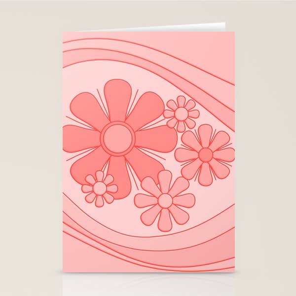 Groovy Floral Daydream Retro 60s 70s Flowers Pretty Pastel Blush Pink Stationery Card Gallery Image 2
