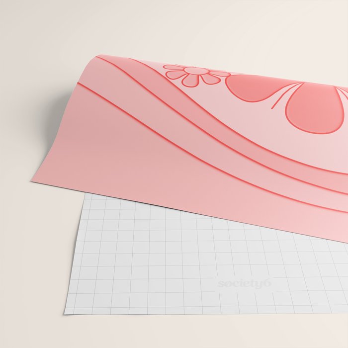Groovy Floral Daydream Retro 60s 70s Flowers Pretty Pastel Blush Pink Wrapping Paper Gallery Image 2