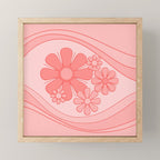 Groovy Floral Daydream Retro 60s 70s Flowers Pretty Pastel Blush Pink Mini Art Print Gallery Image 1