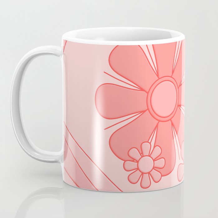 Groovy Floral Daydream Retro 60s 70s Flowers Pretty Pastel Blush Pink Coffee Mug Gallery Image 3
