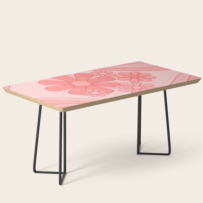 Groovy Floral Daydream Retro 60s 70s Flowers Pretty Pastel Blush Pink Coffee Table Gallery Image 1
