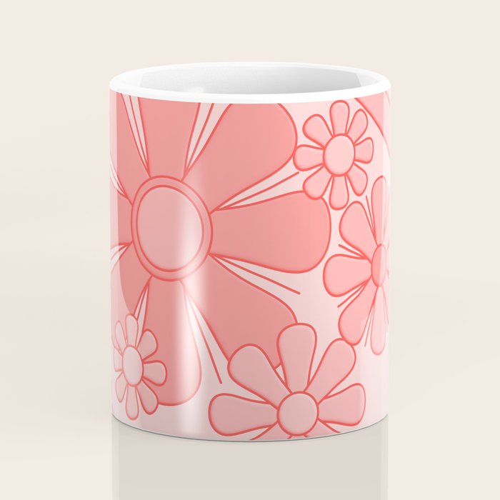 Groovy Floral Daydream Retro 60s 70s Flowers Pretty Pastel Blush Pink Coffee Mug Gallery Image 4