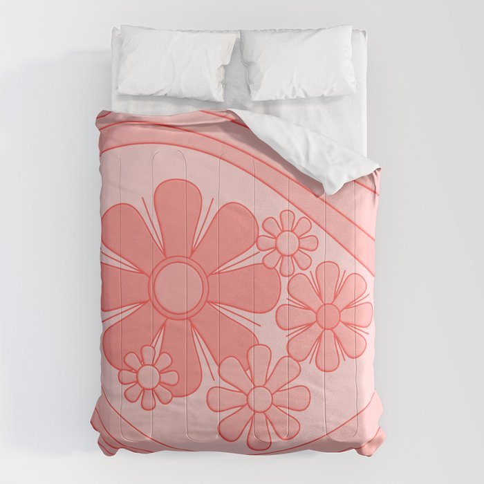 Groovy Floral Daydream Retro 60s 70s Flowers Pretty Pastel Blush Pink Comforter Gallery Image 1