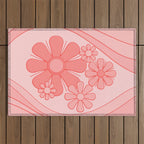 Groovy Floral Daydream Retro 60s 70s Flowers Pretty Pastel Blush Pink Outdoor Rug Gallery Image 1
