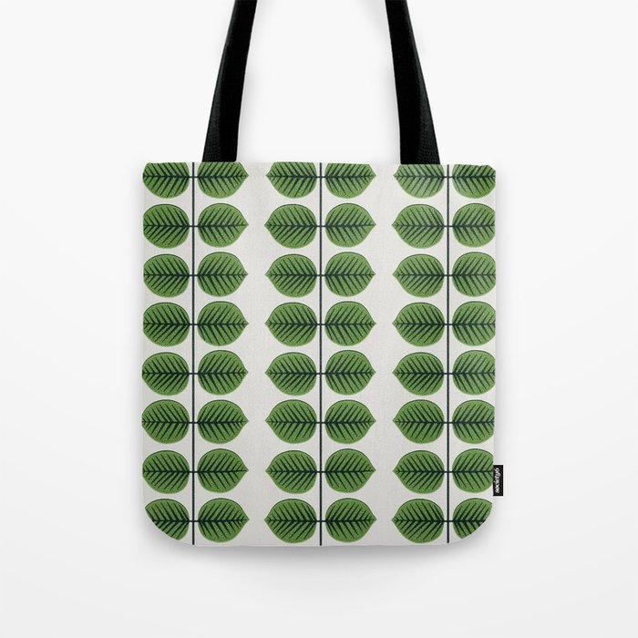 Green Leaves - Vintage Midcentury Modern Botanical Pattern Tote Bag Gallery Image 1