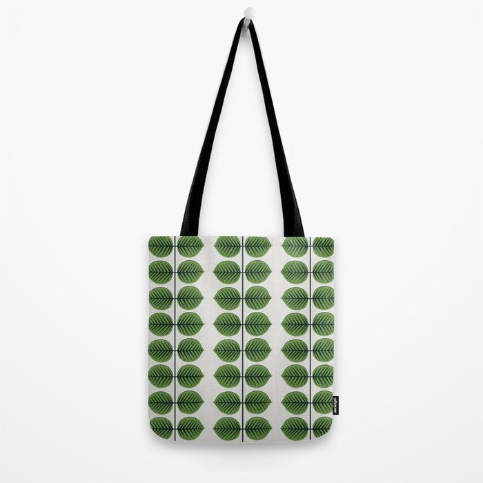 Green Leaves - Vintage Midcentury Modern Botanical Pattern Tote Bag Gallery Image 2