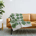 Green Leaves - Vintage Midcentury Modern Botanical Pattern Throw Blanket Gallery Image 1