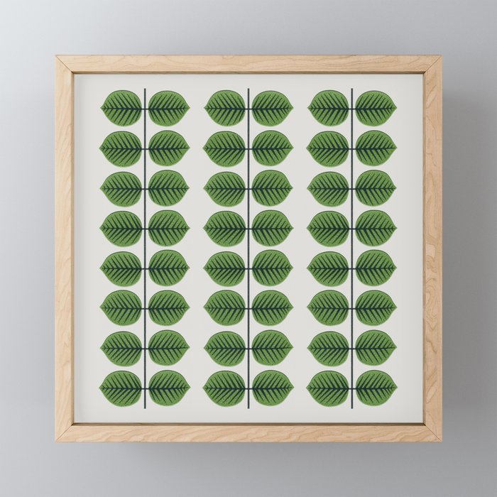 Green Leaves - Vintage Midcentury Modern Botanical Pattern Mini Art Print Gallery Image 1