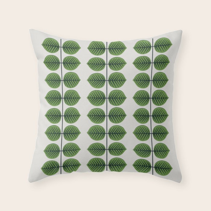 Green Leaves - Vintage Midcentury Modern Botanical Pattern Throw Pillow Gallery Image 6