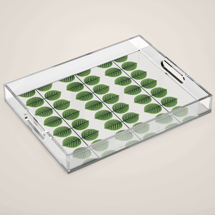 Green Leaves - Vintage Midcentury Modern Botanical Pattern Acrylic Tray Gallery Image 1