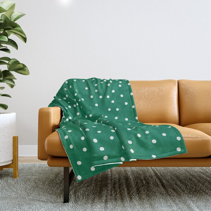 Green dotted pattern  Throw Blanket Gallery Image 1