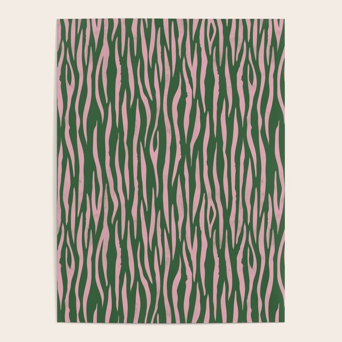 Tiger Stripes In Pink And Green Poster Gallery Image 4