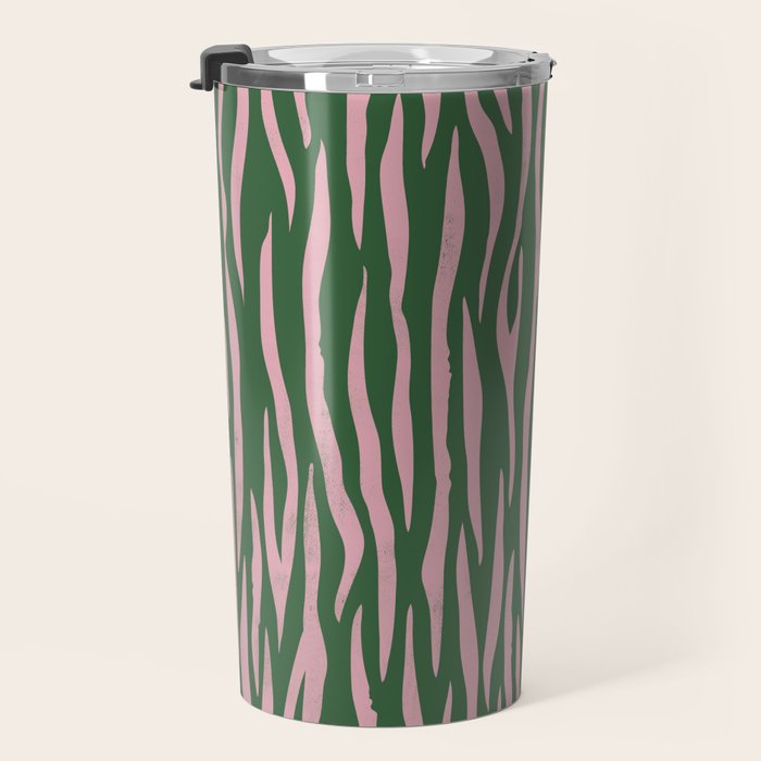 Tiger Stripes In Pink And Green Travel Mug Gallery Image 3