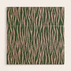Tiger Stripes In Pink And Green Wood Wall Art Gallery Image 1