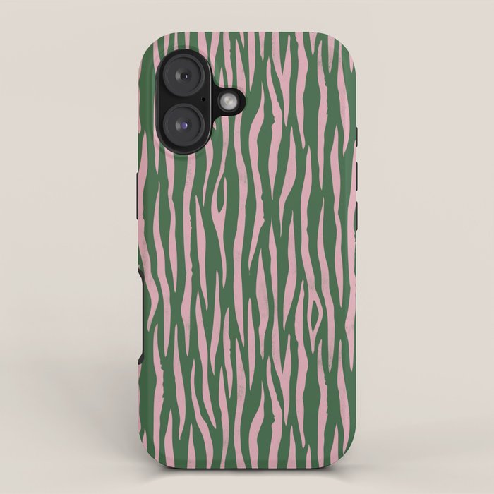 Tiger Stripes In Pink And Green iPhone Case Gallery Image 1