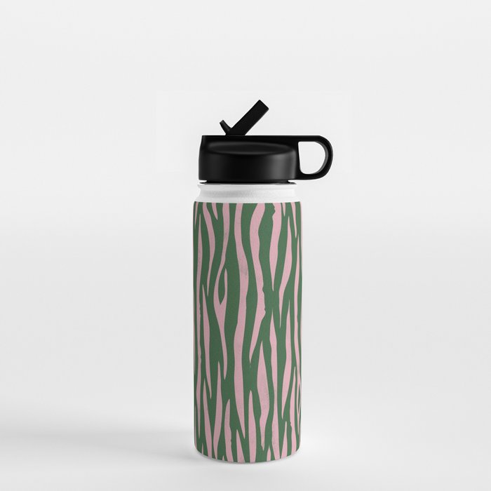 Tiger Stripes In Pink And Green Water Bottle Gallery Image 1