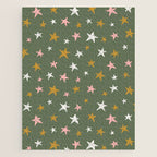 Stars Gold Cream Pink On Muted Green Jigsaw Puzzle Gallery Image 1