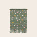 Stars Gold Cream Pink On Muted Green Wall Hanging Gallery Image 1