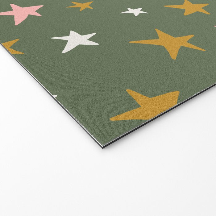 Stars Gold Cream Pink On Muted Green Welcome Mat Gallery Image 2