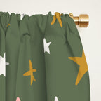 Stars Gold Cream Pink On Muted Green Window Curtain Gallery Image 2