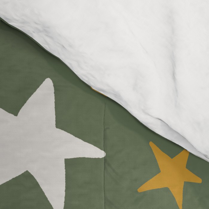 Stars Gold Cream Pink On Muted Green Comforter Gallery Image 4