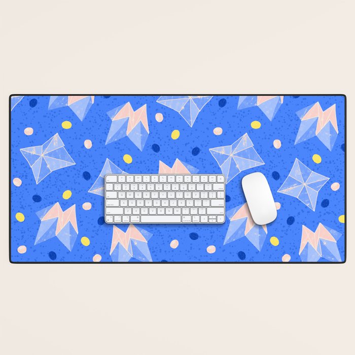 Origami Fortune Teller in Sky Blue & Peach Desk Mat Gallery Image 1