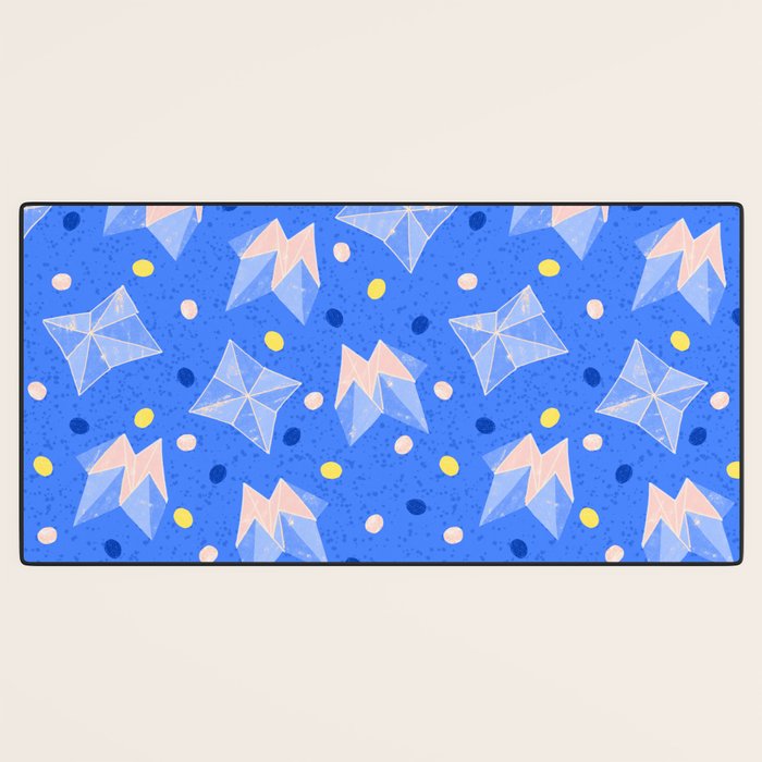 Origami Fortune Teller in Sky Blue & Peach Desk Mat Gallery Image 3