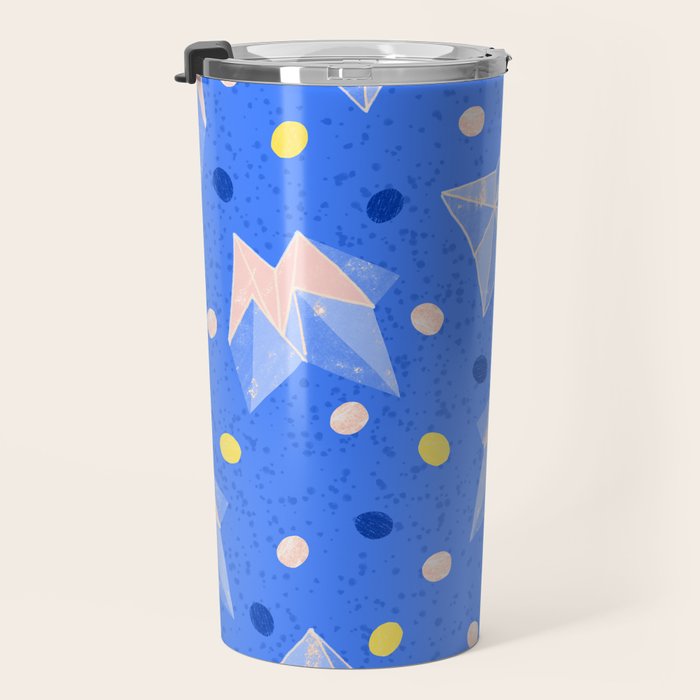 Origami Fortune Teller in Sky Blue & Peach Travel Mug Gallery Image 3