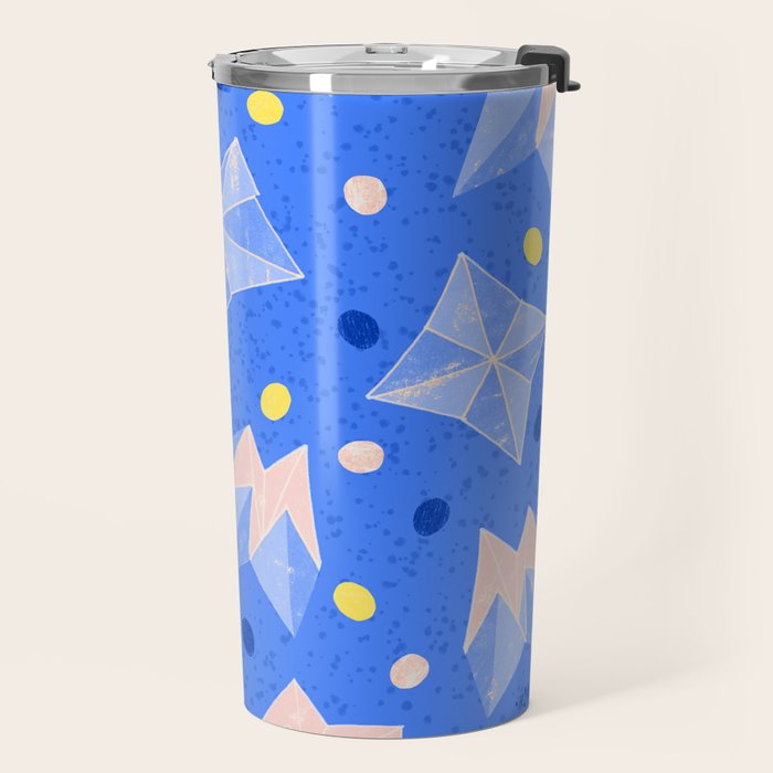 Origami Fortune Teller in Sky Blue & Peach Travel Mug Gallery Image 2