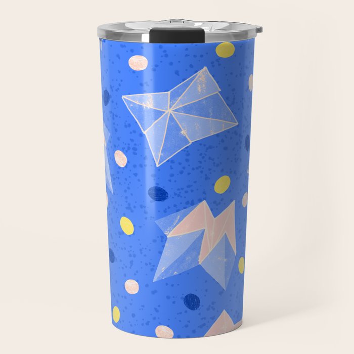 Origami Fortune Teller in Sky Blue & Peach Travel Mug Gallery Image 1
